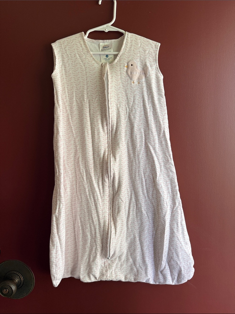 Halo Baby Sleeveless Sleep Sack in Light Pink with Bird Appliqué